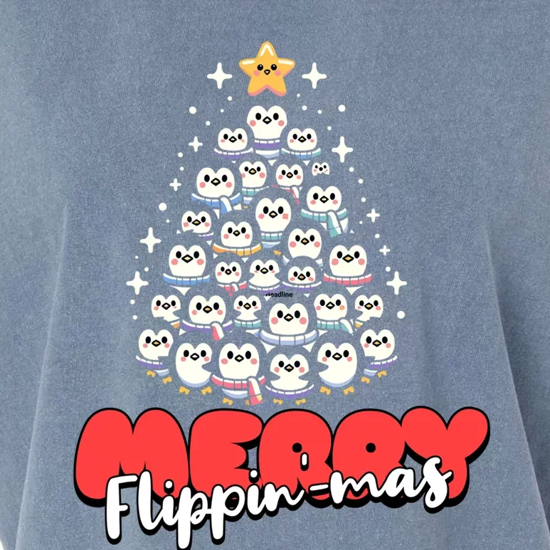 Merry FlippinMas Funny Penguins Christmas Tree Great Gift Garment-Dyed Women's Muscle Tee