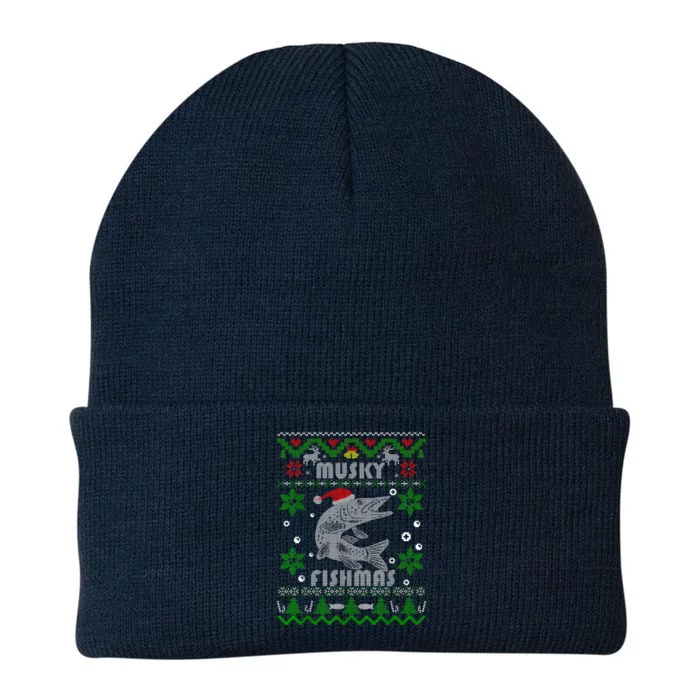 Merry Fishmas Funny Fish Fishing Fisher Ugly Christmas Gift Knit Cap Winter Beanie