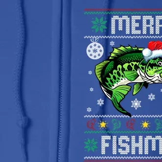 Merry Fishmas Funny Fish Fishing Fisher Ugly Christmas Funny Gift Full Zip Hoodie