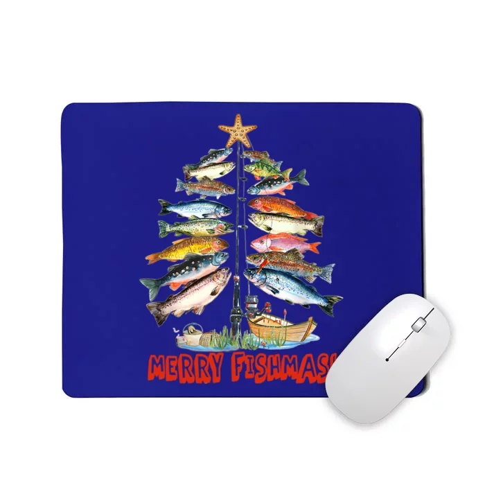 Merry Fishmas Funny Fish Fishing Fisher Christmas Xmas Great Gift Mousepad