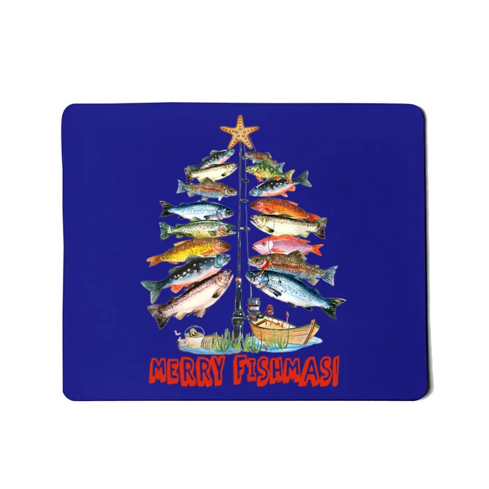 Merry Fishmas Funny Fish Fishing Fisher Christmas Xmas Great Gift Mousepad