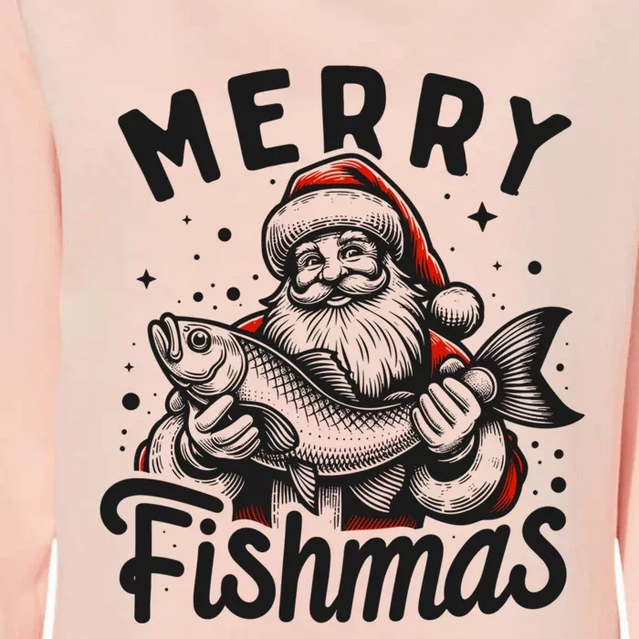 Merry Fishmas Funny Santa Fish Fishing Christmas Fisher Gift Womens California Wash Sweatshirt