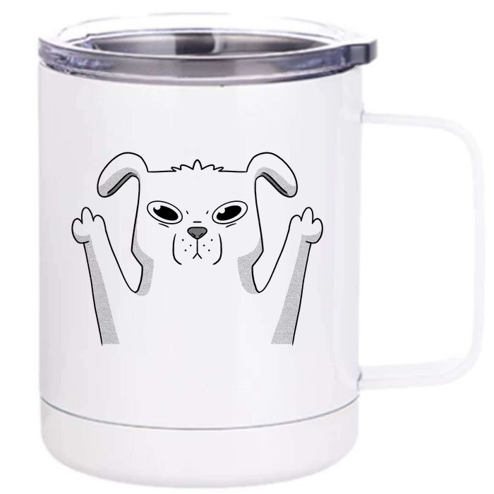 Middle Finger Funny Cute Dog Front & Back 12oz Stainless Steel Tumbler Cup