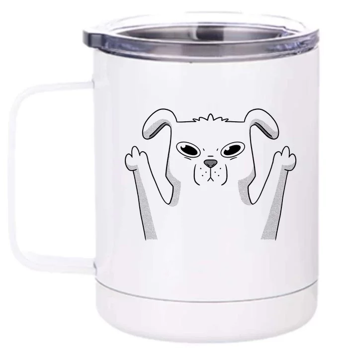 Middle Finger Funny Cute Dog Front & Back 12oz Stainless Steel Tumbler Cup