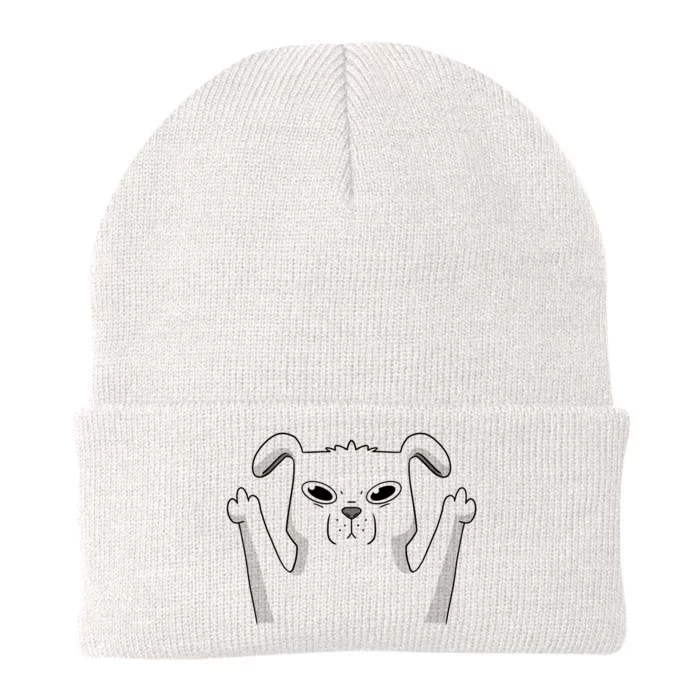 Middle Finger Funny Cute Dog Knit Cap Winter Beanie