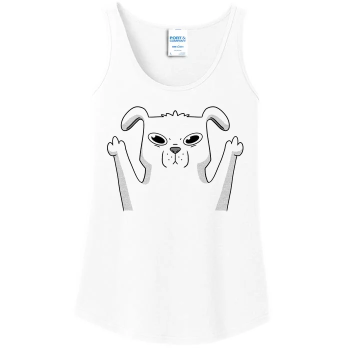 Middle Finger Funny Cute Dog Ladies Essential Tank