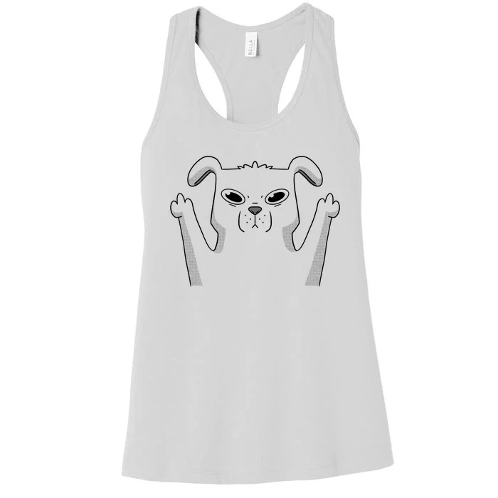 Middle Finger Funny Cute Dog Women's Racerback Tank