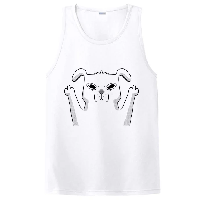 Middle Finger Funny Cute Dog Performance Tank