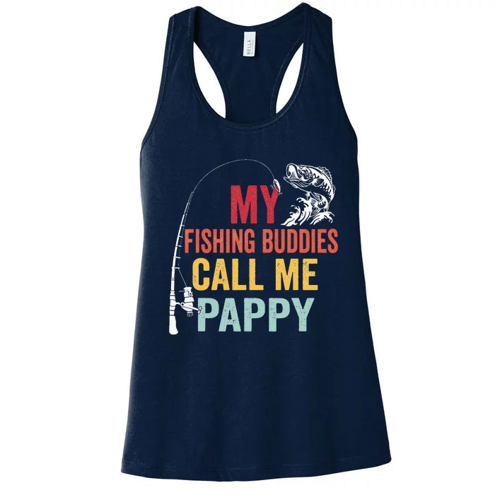 My Favorite Fishing Buddies Call Me Pappy Fisherman Women's Racerback Tank