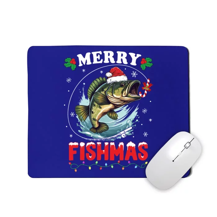 Merry Fishmas Fish Funny Fishing Christmas Dad Gift Mousepad