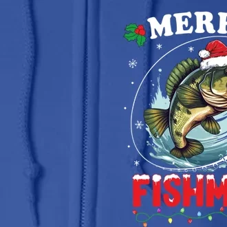 Merry Fishmas Fish Funny Fishing Christmas Dad Gift Full Zip Hoodie