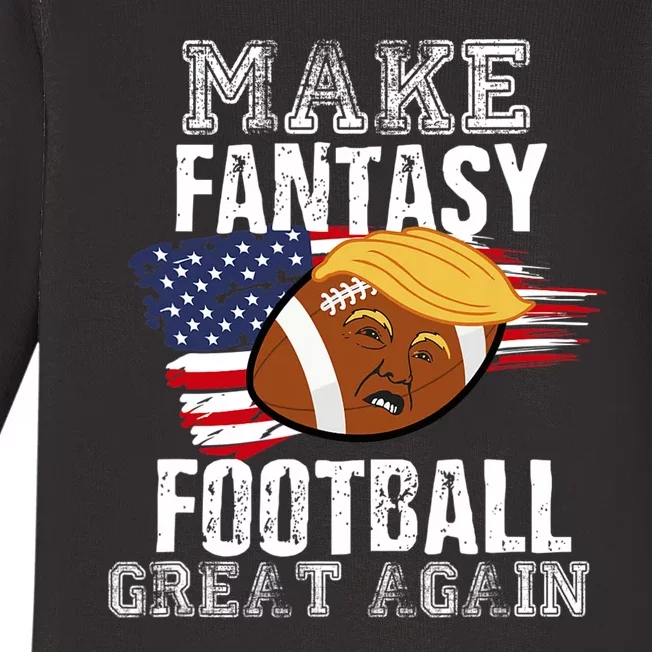 Make Fantasy Football Great Again Funny Donald Trump Baby Long Sleeve Bodysuit