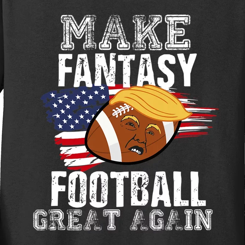 Make Fantasy Football Great Again Funny Donald Trump Kids Long Sleeve Shirt