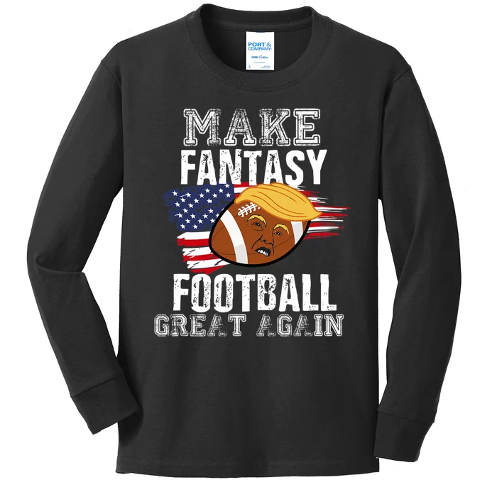 Make Fantasy Football Great Again Funny Donald Trump Kids Long Sleeve Shirt