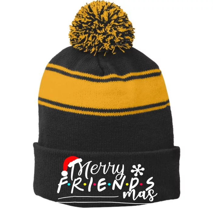 Merry Friendsmas Friends Christmas Matching Stripe Pom Pom Beanie