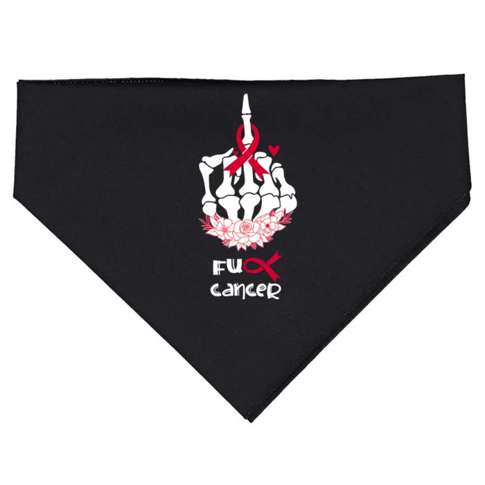 Middle Finger Fck Cancer Blood Cancer Awareness Red Ribbon Blood Cancer Survivor USA-Made Doggie Bandana