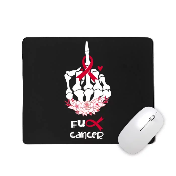 Middle Finger Fck Cancer Blood Cancer Awareness Red Ribbon Blood Cancer Survivor Mousepad