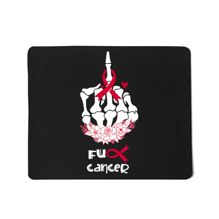 Middle Finger Fck Cancer Blood Cancer Awareness Red Ribbon Blood Cancer Survivor Mousepad