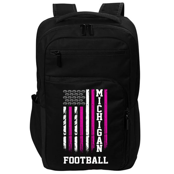 Michigan Football Fan Pink American Flag Impact Tech Backpack