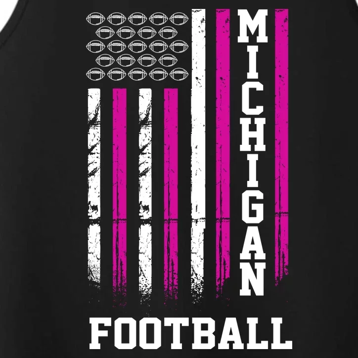 Michigan Football Fan Pink American Flag Performance Tank