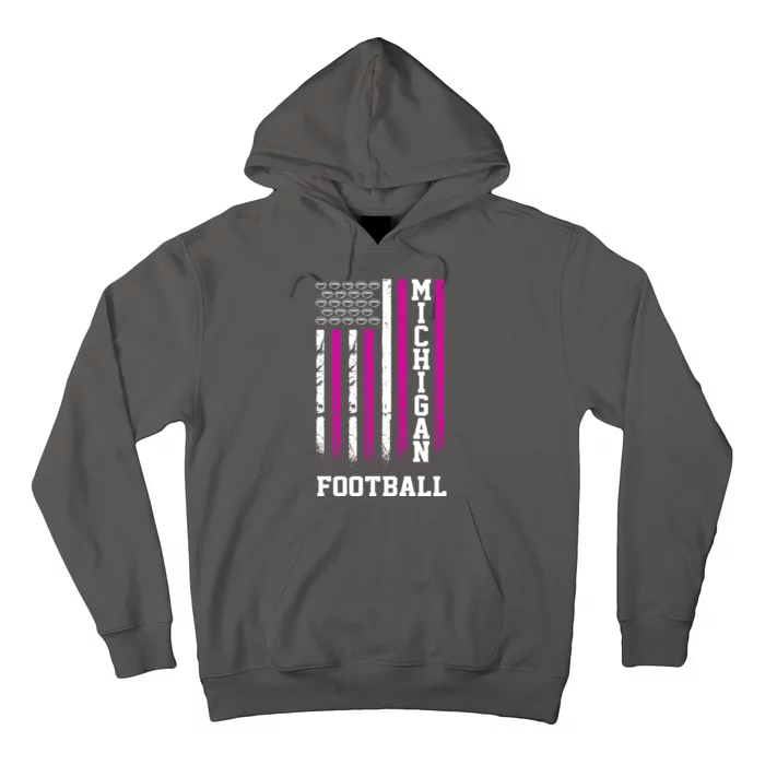 Michigan Football Fan Pink American Flag Hoodie