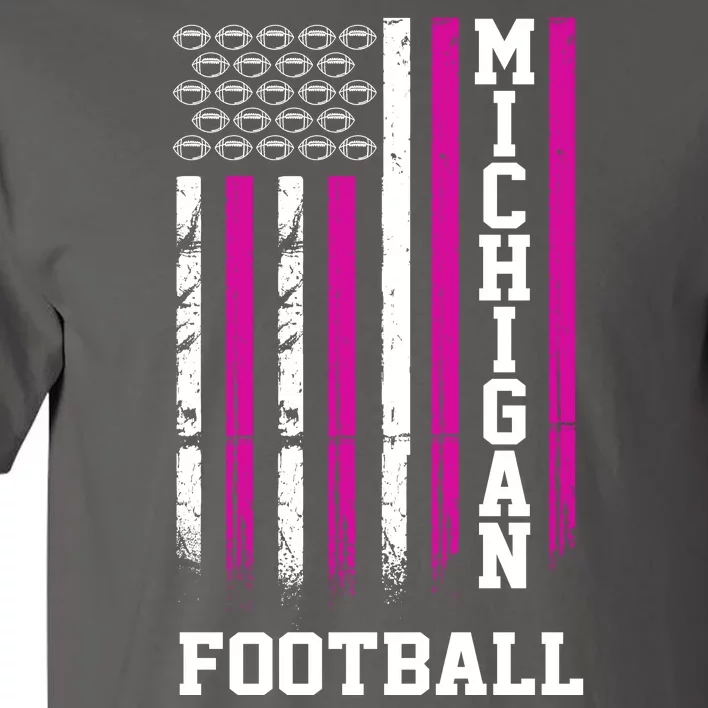 Michigan Football Fan Pink American Flag Tall T-Shirt