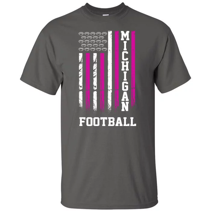 Michigan Football Fan Pink American Flag Tall T-Shirt