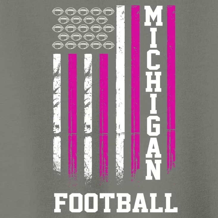 Michigan Football Fan Pink American Flag Toddler T-Shirt