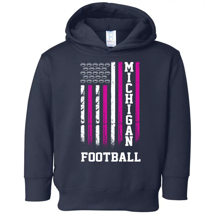 Michigan Football Fan Pink American Flag Toddler Hoodie