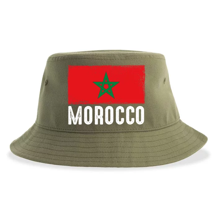 Morocco Flag Football Vintage Fan Soccer Team Pride Cool Gift Sustainable Bucket Hat