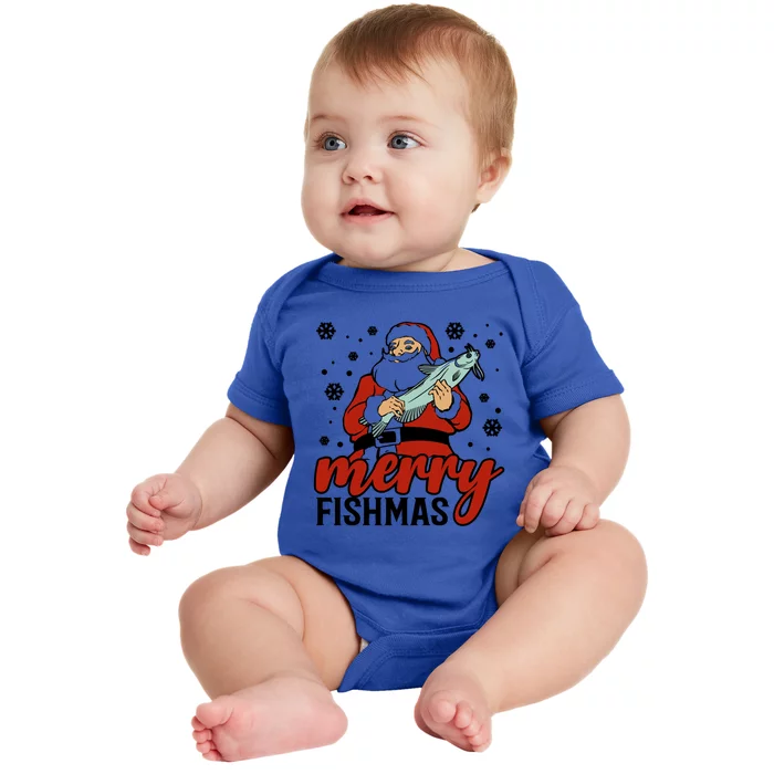 Merry Fishmas Fishing Christmas Funny Xmas Costume Funny Gift Baby Bodysuit