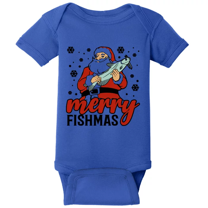 Merry Fishmas Fishing Christmas Funny Xmas Costume Funny Gift Baby Bodysuit