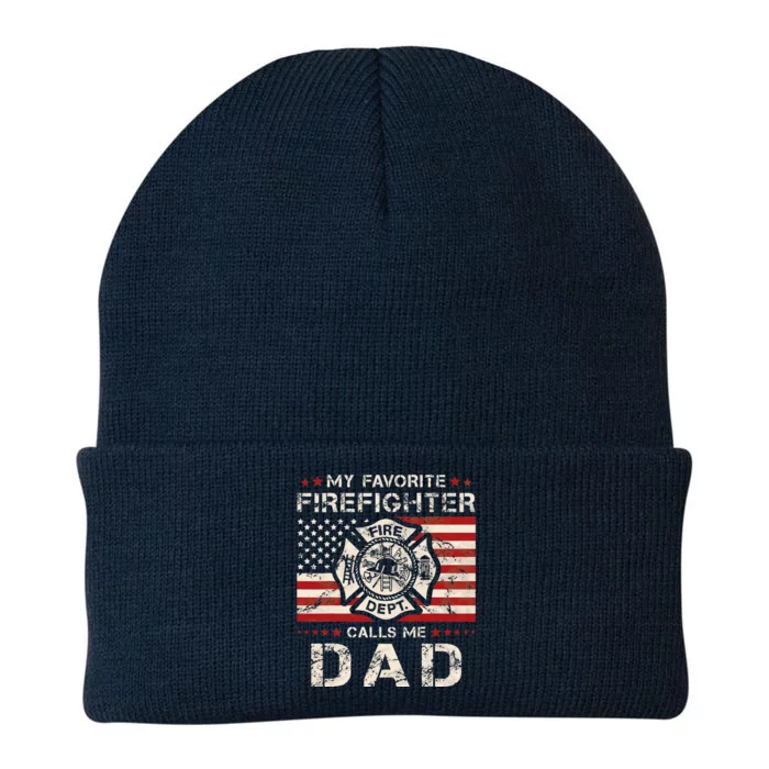 My Favorite Firefighter Calls Me Dad Fireman Father Saying Knit Cap Winter Beanie