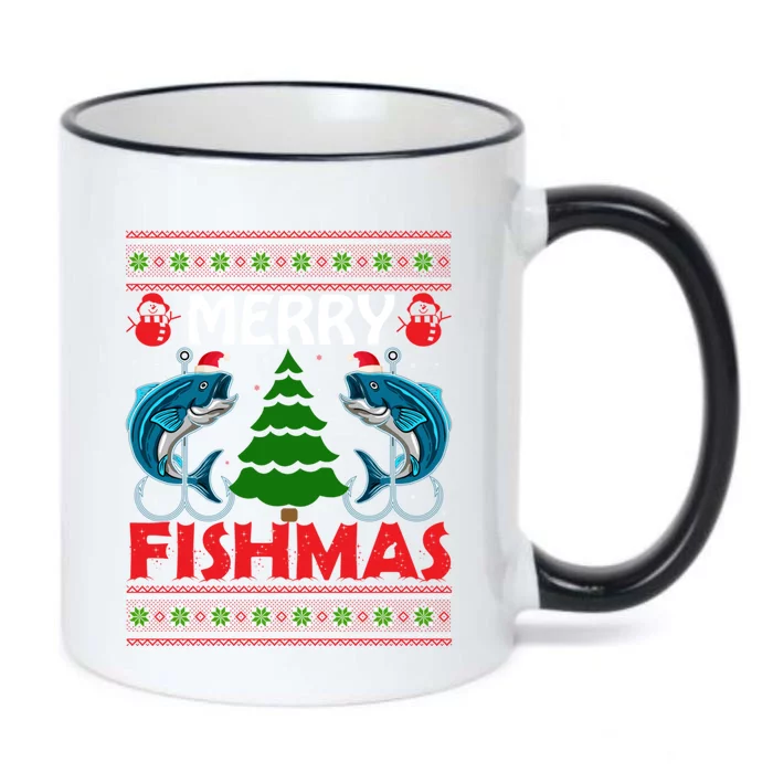 Merry Fishmas Funny Christmas Sweater Funny Fishing Gift Black Color Changing Mug