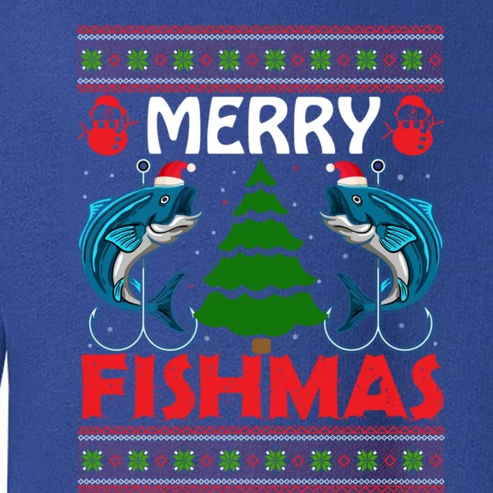 Merry Fishmas Funny Christmas Sweater Funny Fishing Gift Toddler Sweatshirt