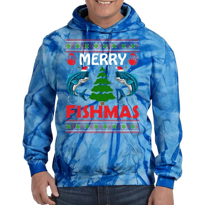 Merry Fishmas Funny Christmas Sweater Funny Fishing Gift Tie Dye Hoodie