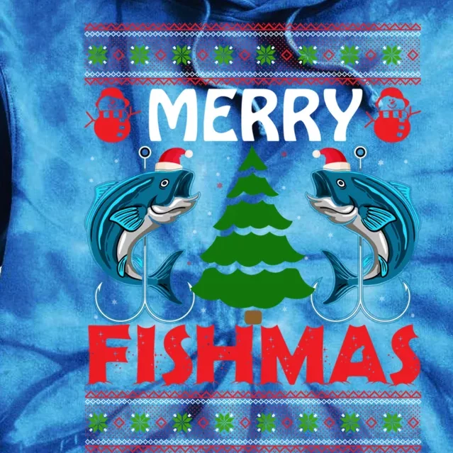 Merry Fishmas Funny Christmas Sweater Funny Fishing Gift Tie Dye Hoodie