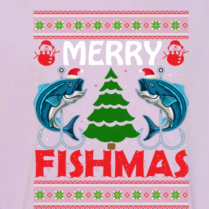 Merry Fishmas Funny Christmas Sweater Funny Fishing Gift Garment-Dyed Sweatshirt