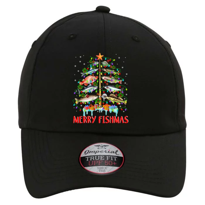 Merry Fishmas Funny Christmas Tree Lights Fish Fishing Rod Great Gift The Original Performance Cap