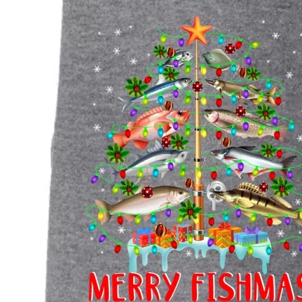 Merry Fishmas Funny Christmas Tree Lights Fish Fishing Rod Great Gift Doggie 3-End Fleece Hoodie