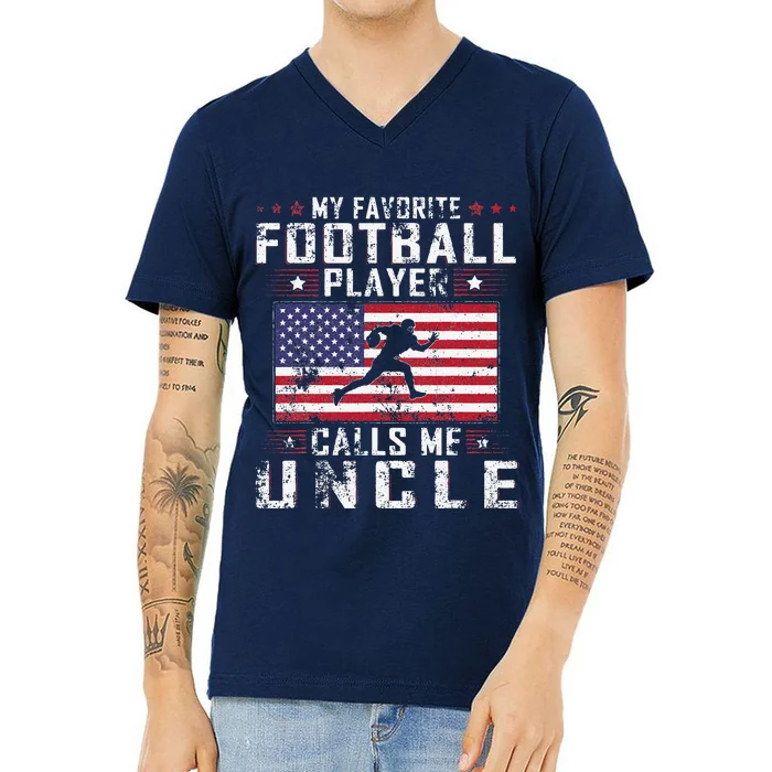 My Favorite Football Player Calls Me Uncle Father Day V-Neck T-Shirt