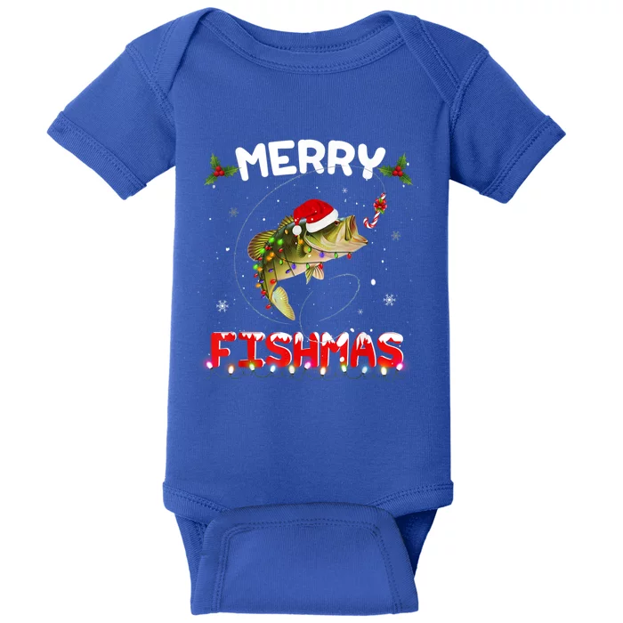 Merry Fishmas Funny Fishing Christmas Pajama Fisher Xmas Gift Baby Bodysuit