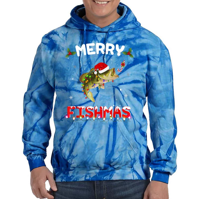 Merry Fishmas Funny Fishing Christmas Pajama Fisher Xmas Gift Tie Dye Hoodie