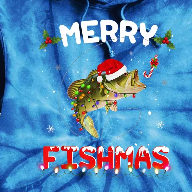 Merry Fishmas Funny Fishing Christmas Pajama Fisher Xmas Gift Tie Dye Hoodie