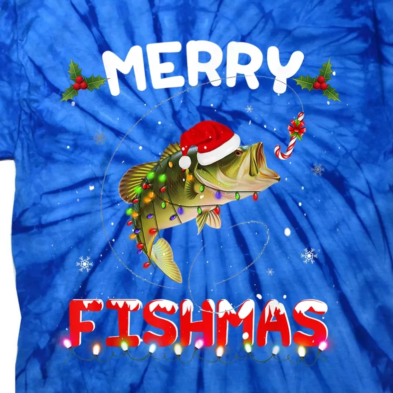 Merry Fishmas Funny Fishing Christmas Pajama Fisher Xmas Gift Tie-Dye T-Shirt