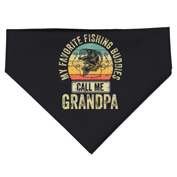 My Favorite Fishing Buddies Call Me Grandpa Fisherman USA-Made Doggie Bandana