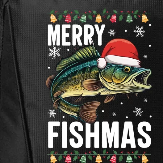 Merry Fishmas Funny Fishing Christmas Pajama Fishers Xmas Gift City Backpack