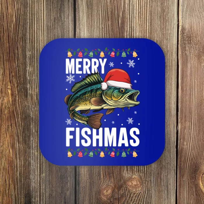 Merry Fishmas Funny Fishing Christmas Pajama Fishers Xmas Gift Coaster