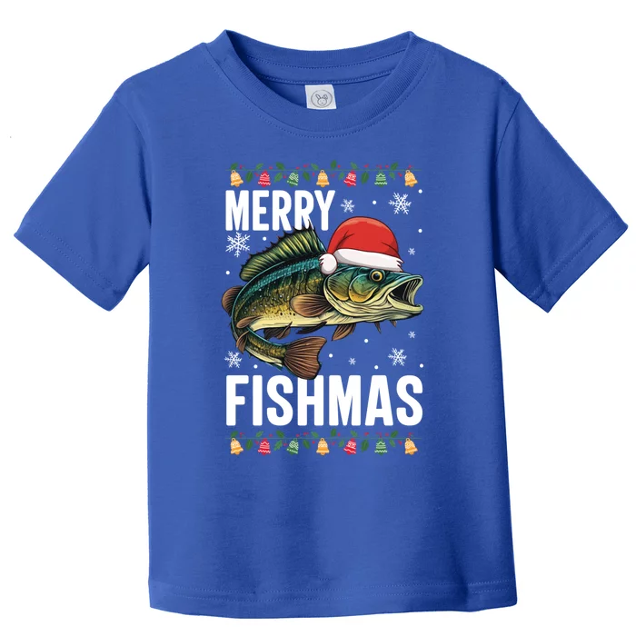 Merry Fishmas Funny Fishing Christmas Pajama Fishers Xmas Gift Toddler T-Shirt