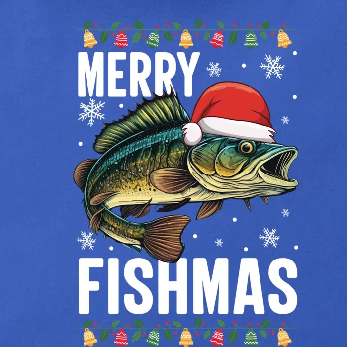 Merry Fishmas Funny Fishing Christmas Pajama Fishers Xmas Gift Zip Tote Bag